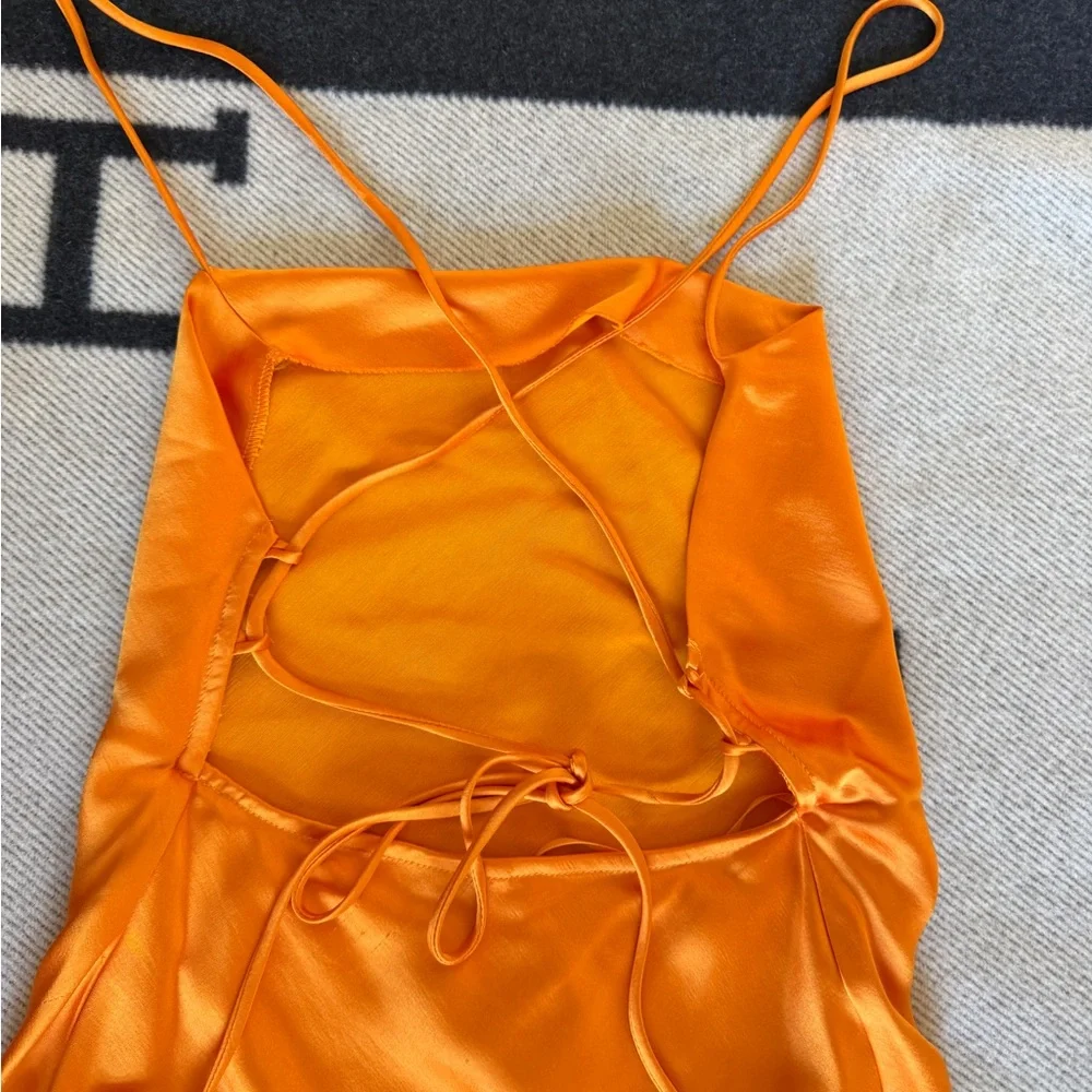 Bec and Bridge lace up midi dress in Orange - Picture 4 of 5